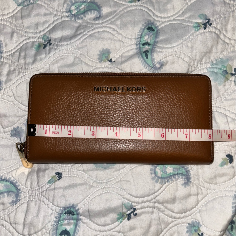 Michael Kors Tan Leather Zip Wallet